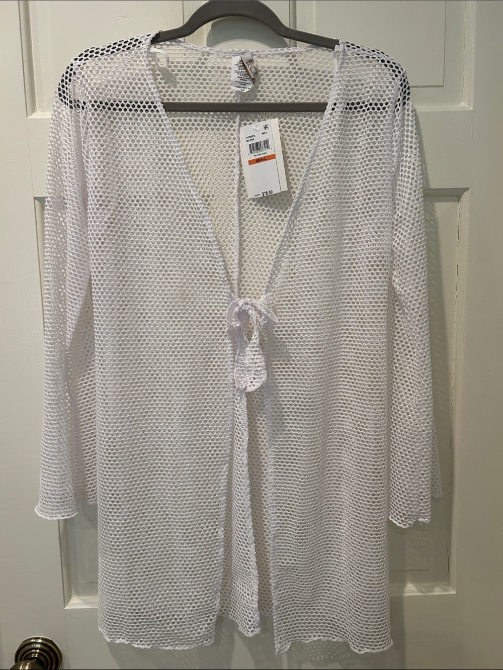 BECCA White Open Knit Mesh Swim Coverup